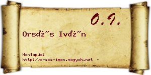 Orsós Iván névjegykártya